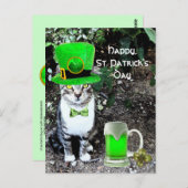 ST PATRICK'S DAY CAT WITH GREEN IRISH BEER POSTKARTE (Vorne/Hinten)