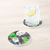 ST PATRICK'S DAY CAT WITH GREEN IRISH BEER SANDSTEIN UNTERSETZER (Seite)