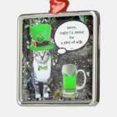 ST PATRICK'S DAY CAT WITH GREEN IRISH BEER SILBERNES ORNAMENT (Links)