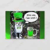 ST PATRICK'S DAY CAT WITH GREEN IRISH BEER VISITENKARTE (Rückseite)
