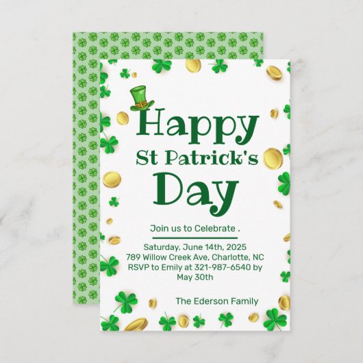 St. Patrick's Day Celebration Einladung (Vorne/Hinten)