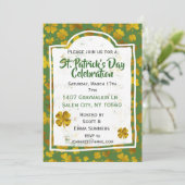 St Patrick's Day Celebration Gold Kleeblatt Clover Einladung (Stehend Vorderseite)