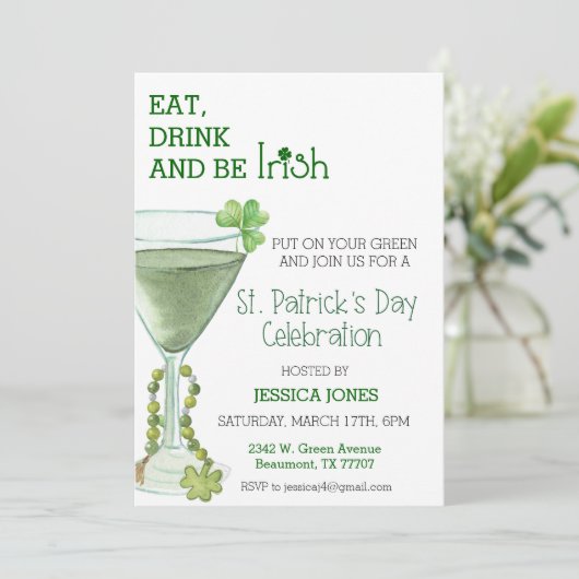 St. Patrick's Day Celebration Party Adult Cocktail Einladung (Stehend Vorderseite)