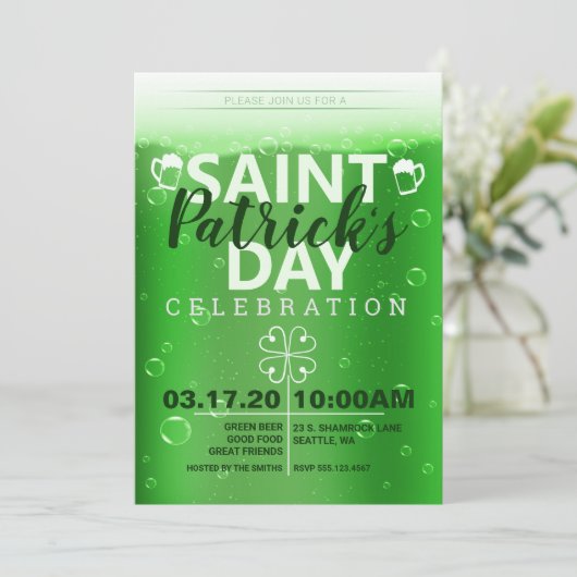 St. Patrick's Day Celebration Party Einladung (Stehend Vorderseite)