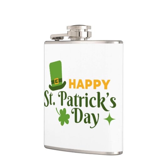 St Patrick's Day Celebration Vinyl Wrapped Flask Flachmann (Links)