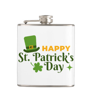 St Patrick's Day Celebration Vinyl Wrapped Flask Flachmann