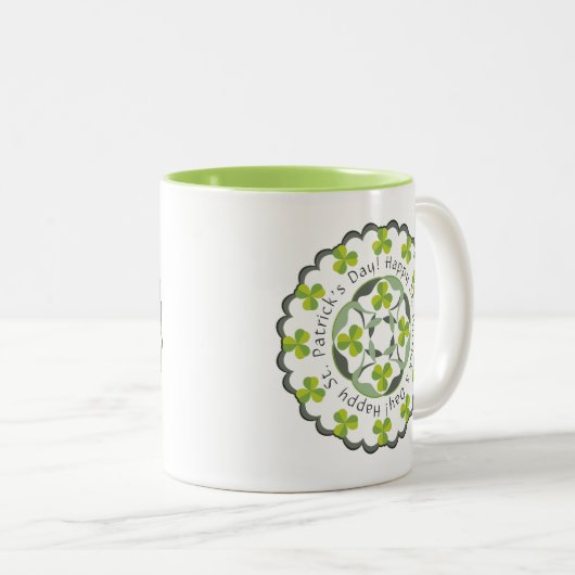 St. Patrick's Day Celtic Kleeblatts Clover Graphic Zweifarbige Tasse (VorderseiteRechts)