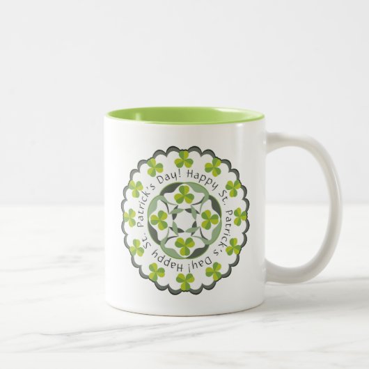 St. Patrick's Day Celtic Kleeblatts Clover Graphic Zweifarbige Tasse (Rechts)