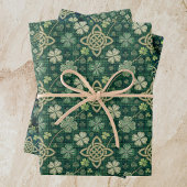 St. Patricks Day Celtic Knot 4-Blatt-Kleeblatt Kar Geschenkpapier Set