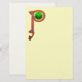 ST PATRICK'S DAY CELTIC P MONOGRAM MIT KLEEBLATT BRIEFPAPIER (Vorne/Hinten)