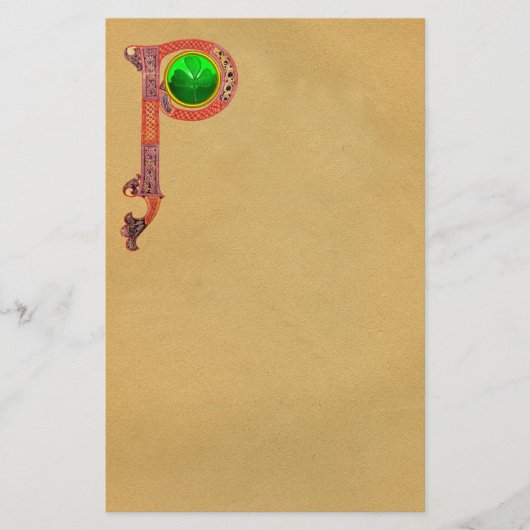 ST PATRICK'S DAY CELTIC P MONOGRAM MIT KLEEBLATT BRIEFPAPIER (Vorderseite)