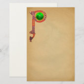 ST PATRICK'S DAY CELTIC P MONOGRAM MIT KLEEBLATT BRIEFPAPIER (Vorne/Hinten)
