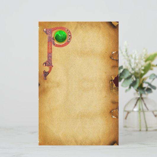 ST PATRICK'S DAY CELTIC P MONOGRAM MIT KLEEBLATT BRIEFPAPIER (Stehend Vorderseite)