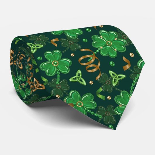 St Patricks day Celtic Triskele Trefoil Kleeblatt Krawatte (Gerollt)