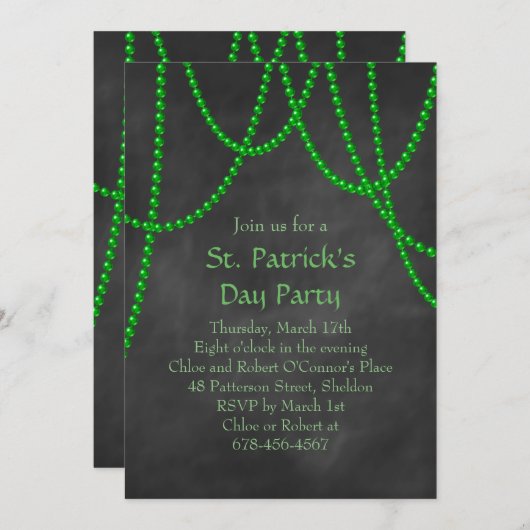 St. Patrick's Day Chalkboard-Party Einladung (Vorne/Hinten)