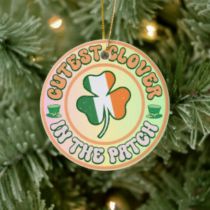 St. Patrick's Day Charm Niedliche Klee im Patch Keramik Ornament