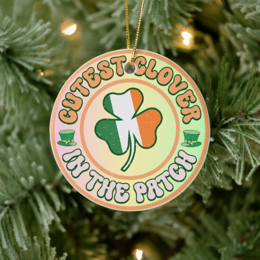 St. Patrick's Day Charm Niedliche Klee im Patch Keramik Ornament (Baum)