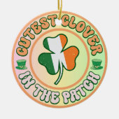 St. Patrick's Day Charm Niedliche Klee im Patch Keramik Ornament (Vorne)
