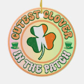 St. Patrick's Day Charm Niedliche Klee im Patch Keramik Ornament (Hinten)
