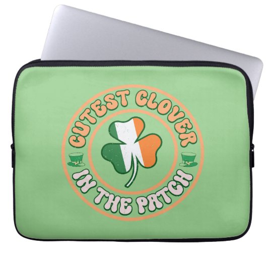 St. Patrick's Day Charm Niedliche Klee im Patch Laptopschutzhülle (Vorderseite)