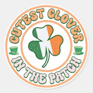 St. Patrick's Day Charm Niedliche Klee im Patch Runder Aufkleber