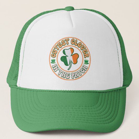 St. Patrick's Day Charm Niedliche Klee im Patch Truckerkappe (Vorderseite)