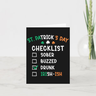 St Patricks Day Checkliste Betrunken Karte