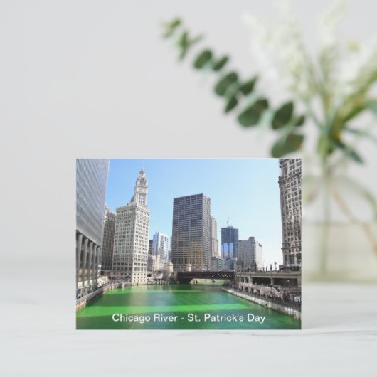 St. Patrick's Day Chicago's Green River Fun Fakten Postkarte (Stehend Vorderseite)