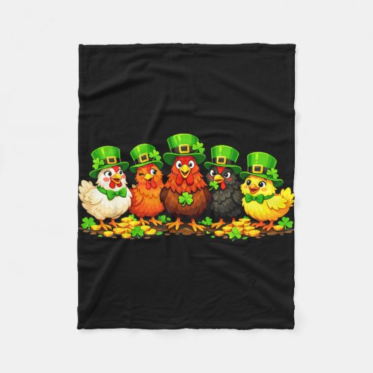 St patricks day chickens lucky shamrock chicken fleecedecke (Vorderseite)