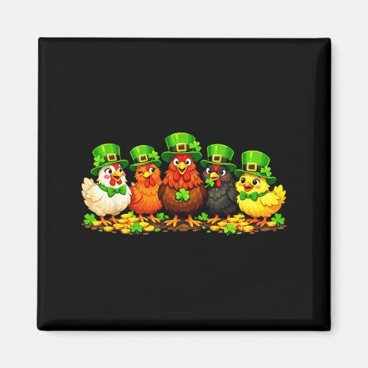 St patricks day chickens lucky shamrock chicken magnet (Vorne)