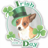 St. Patrick's Day Chihuahua Vinyl Sticker (Vorderseite)