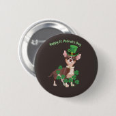 St. Patrick's Day Chihuahua Welpenknopf Button (Vorne & Hinten)