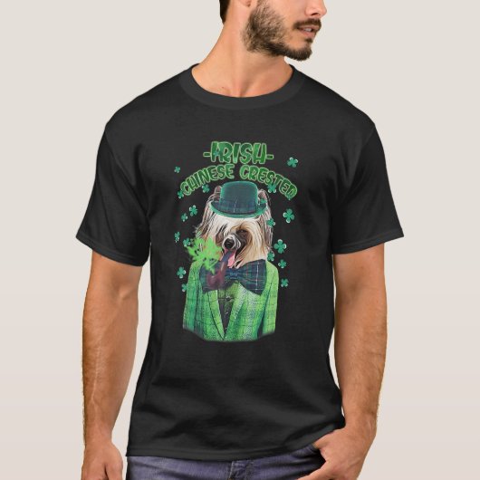 St. Patrick's Day Chinese Crested Dog Kleeblatt Cl T-Shirt (Vorderseite)