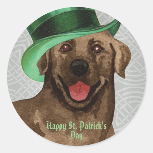 St. Patrick's Day Chocolate Labrador Classic Round Runder Aufkleber (Vorderseite)