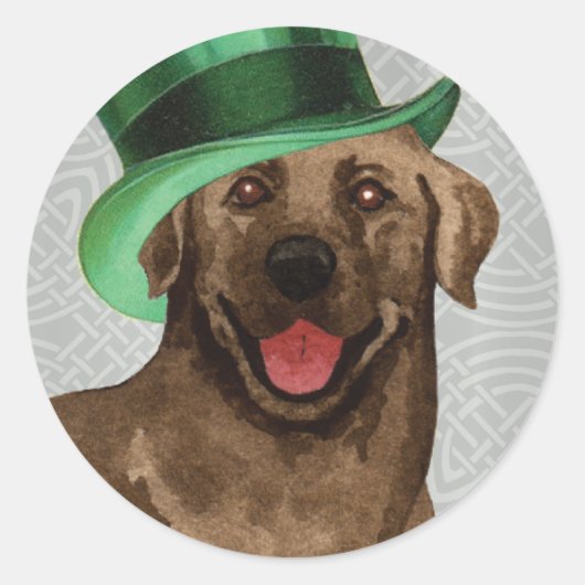 St. Patrick's Day Chocolate Labrador Runder Aufkleber (Vorderseite)