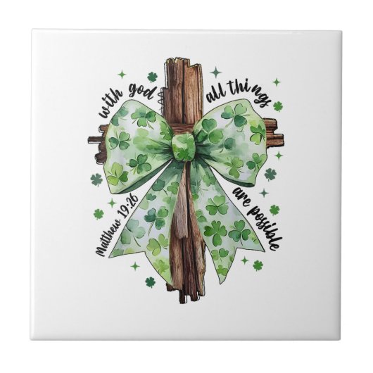 St. Patrick's Day Christlicher Glaube Kleeblatt Sh Fliese (Vorderseite)