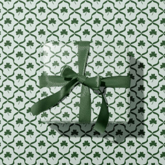 St. Patrick's Day Classic Green Shamrock Lattice  Geschenkpapier