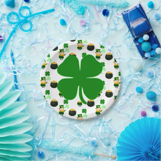 St. Patrick's Day Classic Pattern Holiday Party Pappteller (Party)