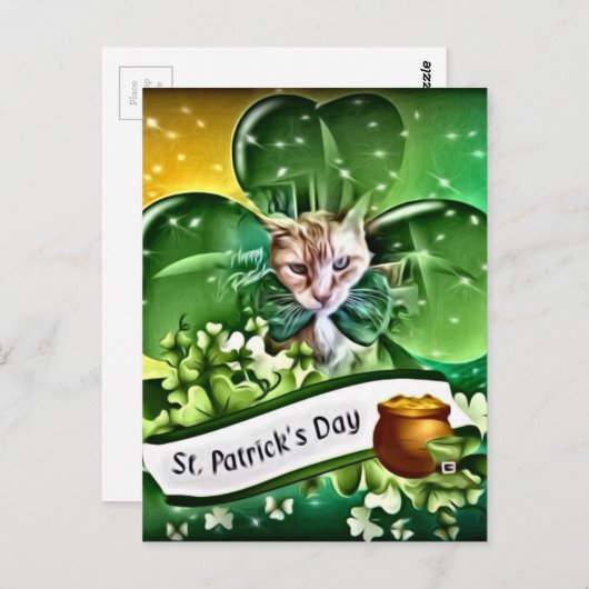 St Patrick's Day Claude Postkarte (Vorne/Hinten)