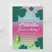 St. Patricks Day Clebration Kleeblatt Glitzer Einladung (Vorderseite)