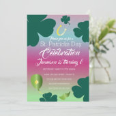 St. Patricks Day Clebration Kleeblatt Glitzer Einladung (Stehend Vorderseite)