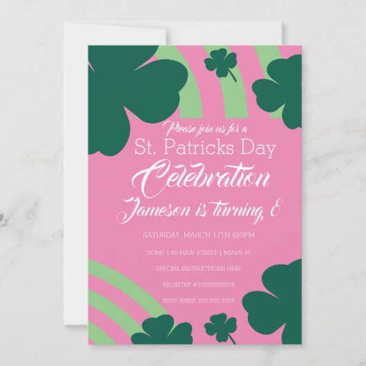 St. Patricks Day Clebration Kleeblatt Grüner Regen Einladung (Vorderseite)