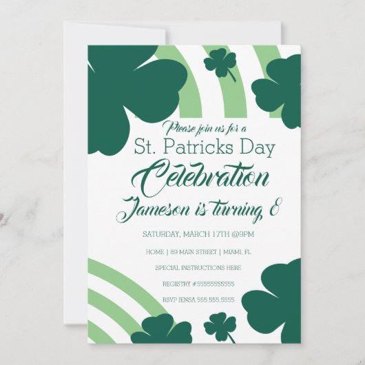 St. Patricks Day Clebration Kleeblatt Grüner Regen Einladung (Vorderseite)