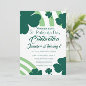 St. Patricks Day Clebration Kleeblatt Grüner Regen Einladung (Stehend Vorderseite)