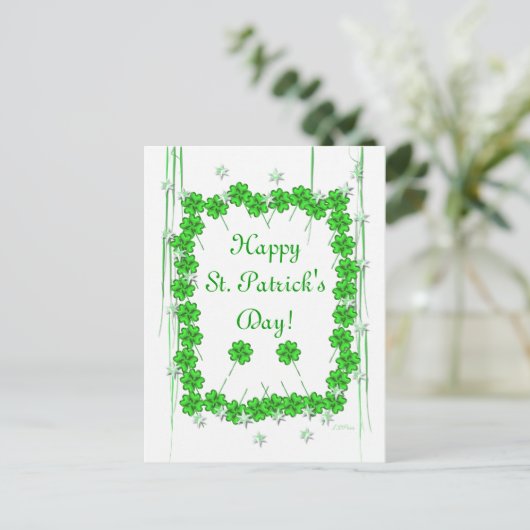 St. Patrick's Day Clover and Stars Postkarte (Stehend Vorderseite)