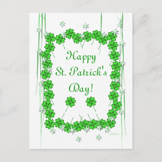 St. Patrick's Day Clover and Stars Postkarte (Vorderseite)