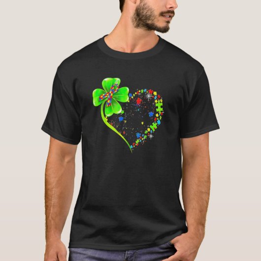 St Patricks Day Clover Autism Funny Autism Awarene T-Shirt (Vorderseite)