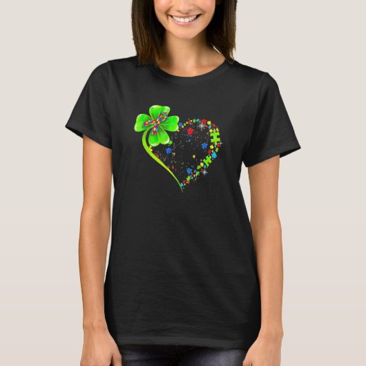 St Patricks Day Clover Autism Funny Autism Awarene T-Shirt (Vorderseite)