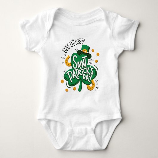 St. Patrick's Day Clover Baby's First Baby Strampler (Vorderseite)