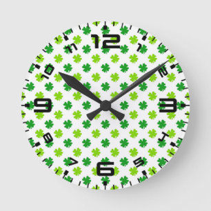 St. Patrick's Day Clover Blätter Pattern-54601 Runde Wanduhr